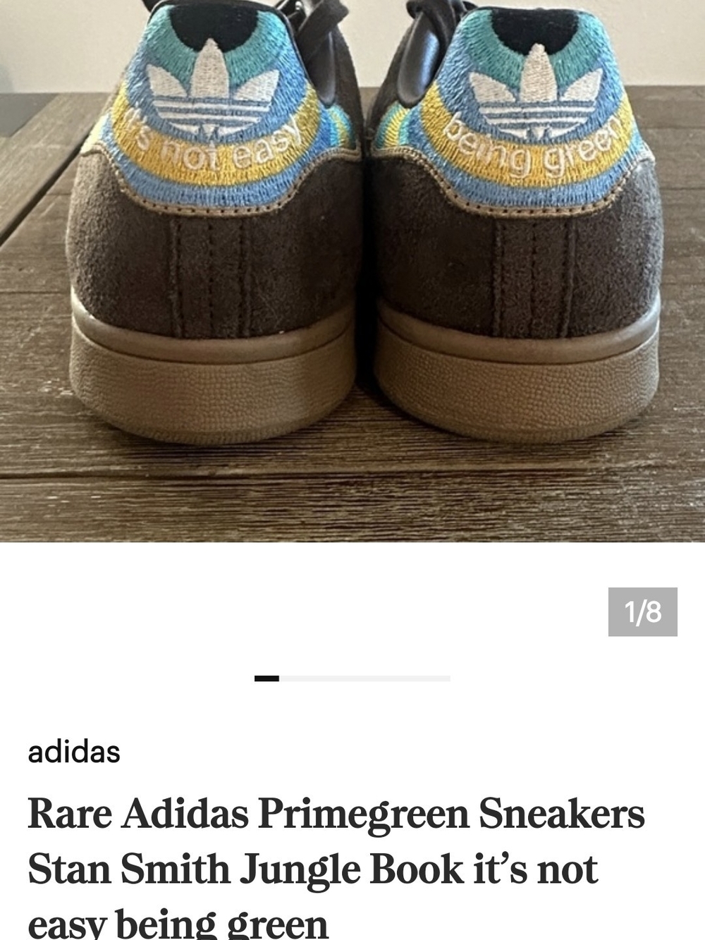adidas Mens Stan Smith Sneakers - Brown with Teal & Yellow Accents.  Rare....